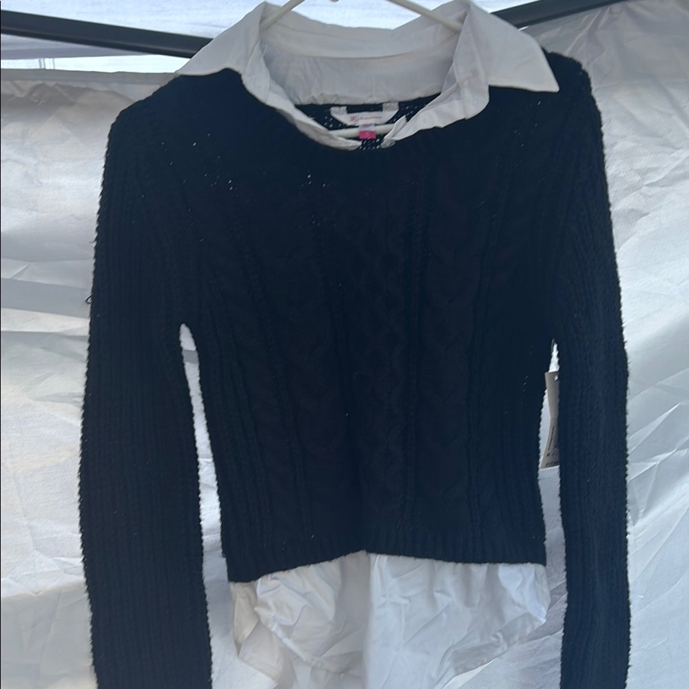No Boundaries Black and White Crew Neck Sweater